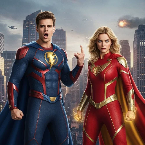 KI-Fotobox Stilwelt Superhelden: Eventgast als Superheld